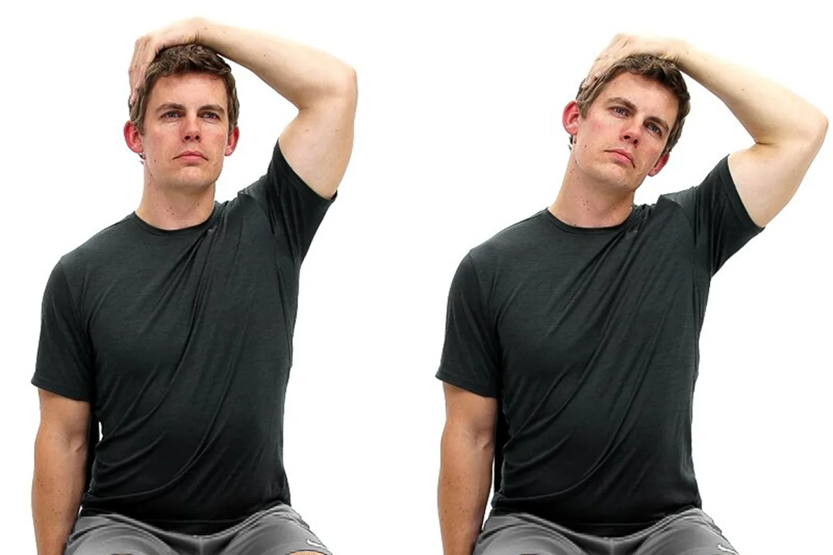 exercises to fix dropped shoulder: upperb trap stretch