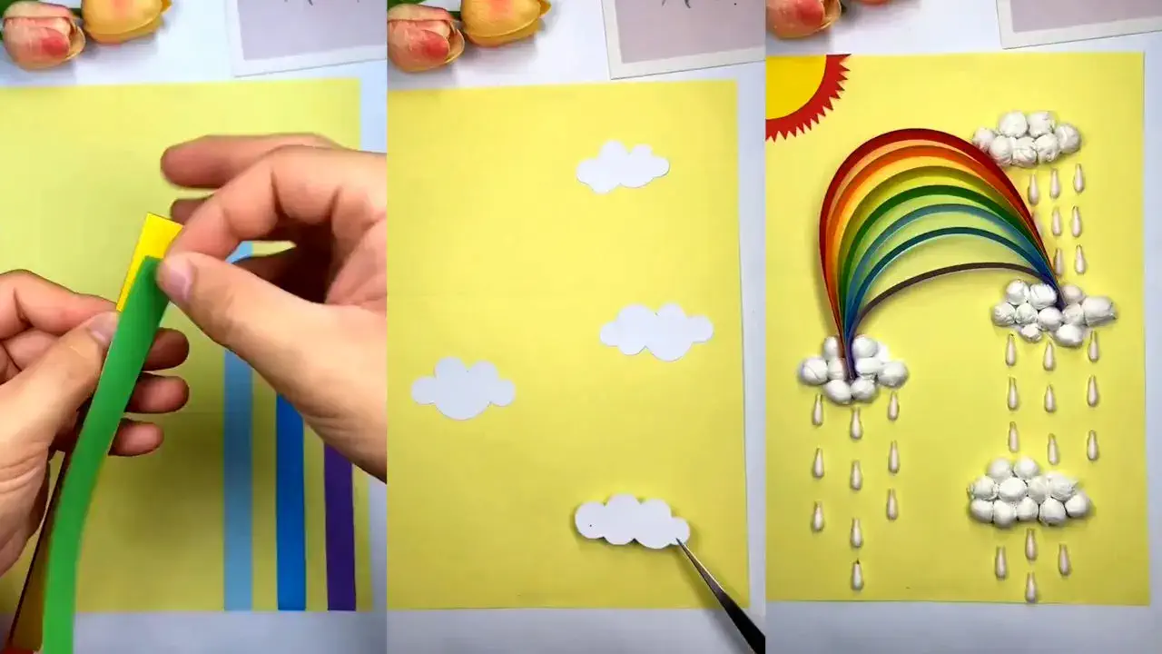 making crafts with sponge and cotton